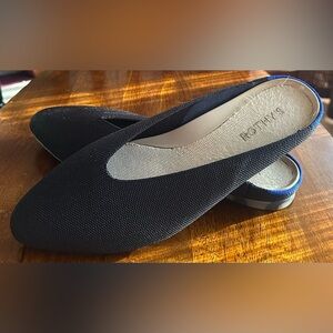 Rothy’s Black Mule Flats Size 11 Blue Trim Retired Washable